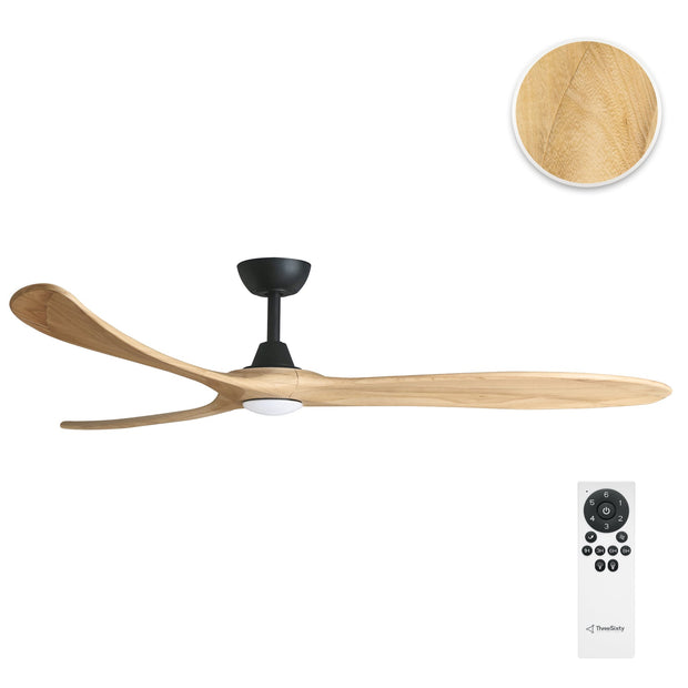 KIRRA DC 72IN/182CM BLACK/NATURAL BLADES+17W LED