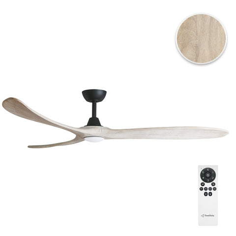 KIRRA DC 72IN/182CM BLACK/WEATHERED OAK BLADES+17W LED