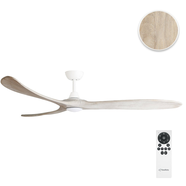 KIRRA DC 72IN/182CM WHITE/WEATHERED OAK BLADES+17W LED