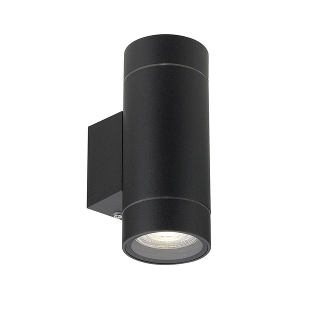 KMAN 2 Light GU10 IP54 Black Up and Down Wall Light