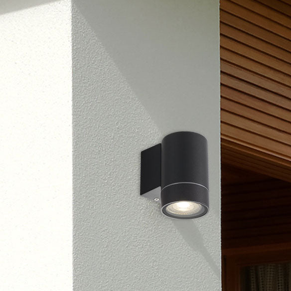 KMAN 1 Light GU10 IP54 Black Down Only Wall Light