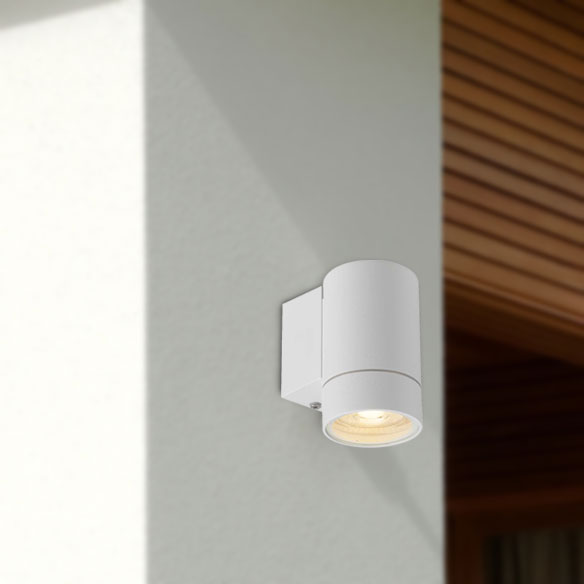KMAN 1 Light GU10 IP54 White Down Only Wall Light