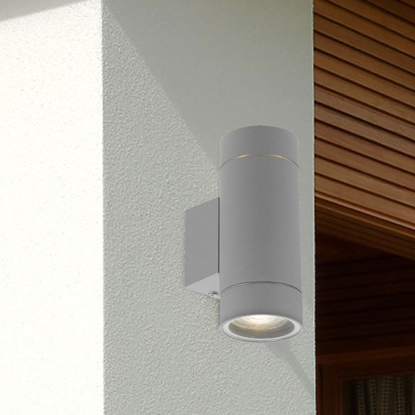 KMAN 2 Light GU10 IP54 Silver Up and Down Wall Light