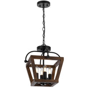 Lacota 4lt Close to Ceiling Light Black with Timber