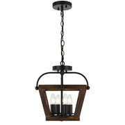 Lacota 4lt Close to Ceiling Light Black with Timber