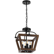 Lacota 4lt Close to Ceiling Light Black with Timber