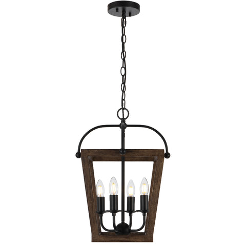 Lacota 4lt Pendant Black with Timber