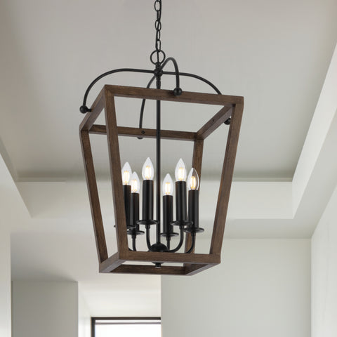 Lacota 6lt Pendant Black with Timber