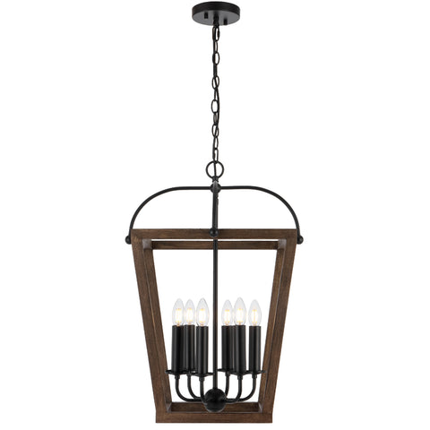 Lacota 6lt Pendant Black with Timber