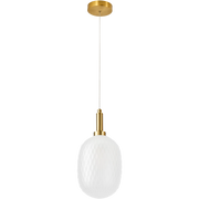 Lark Pendant 150mm Brass with Diamond Pattern Opal Glass