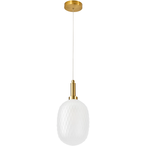 Lark Pendant 150mm Brass with Diamond Pattern Opal Glass