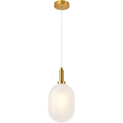 Lark Pendant 150mm Brass with Diamond Pattern Opal Glass