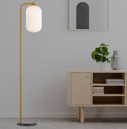 Lark Black Marble, Antique Gold and Opal Floor Lamp