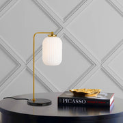 Lark Table Lamp Black Marble, Antique Gold and Opal
