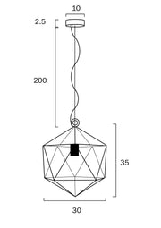 Lazlo Geometric Pendant Light Antique Brass - Small