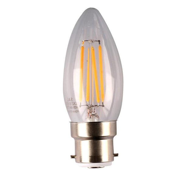 4w Dimmable Bayonet (BC) LED Warm White Clear Candle Filament