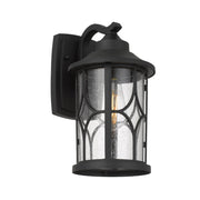 Lenore IP43 Small Wall Light Black with Seeded Glass