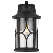Lenore IP43 Small Wall Light Black with Seeded Glass