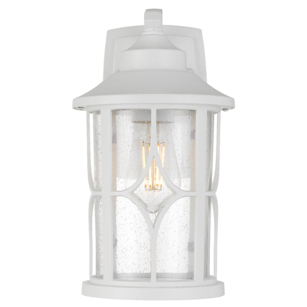 Lenore IP43 Small Wall Light White with Seeded Glass