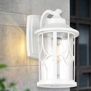 Lenore IP43 Small Wall Light White with Seeded Glass