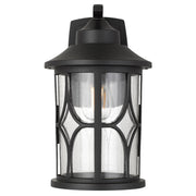 Lenore IP43 Large Wall Light Black with Seeded Glass