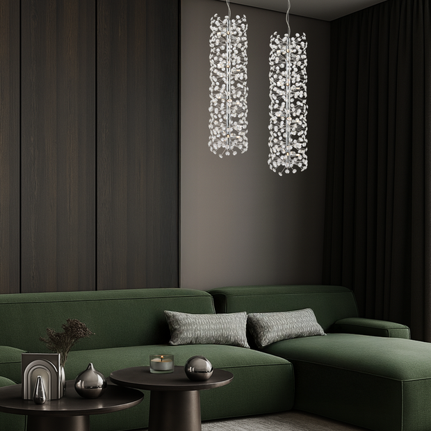 Lerida 12 Light Vertical Chrome & Clear Pendant