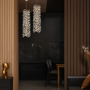 Lerida 12 Light Vertical Gold & Clear Pendant