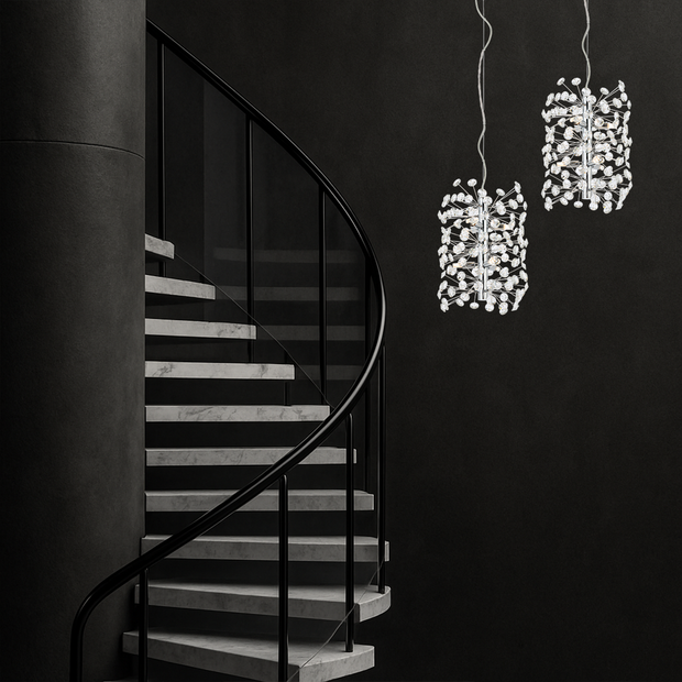 Lerida 6 Light Vertical Chrome & Clear Pendant