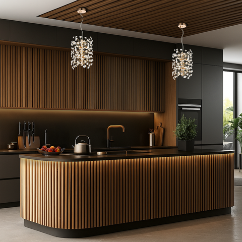 Lerida 6 Light Vertical Gold & Clear Pendant