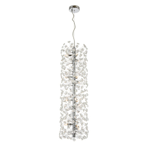 Lerida 12 Light Vertical Chrome & Clear Pendant