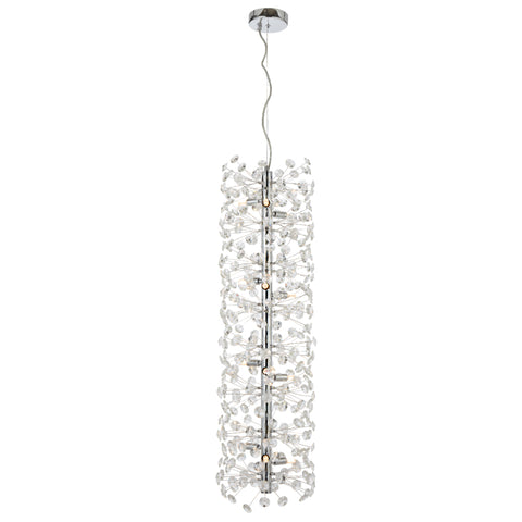 Lerida 12 Light Vertical Chrome & Clear Pendant