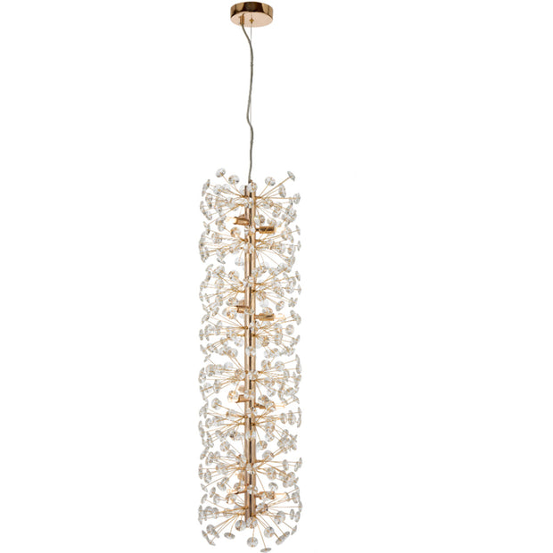 Lerida 12 Light Vertical Gold & Clear Pendant