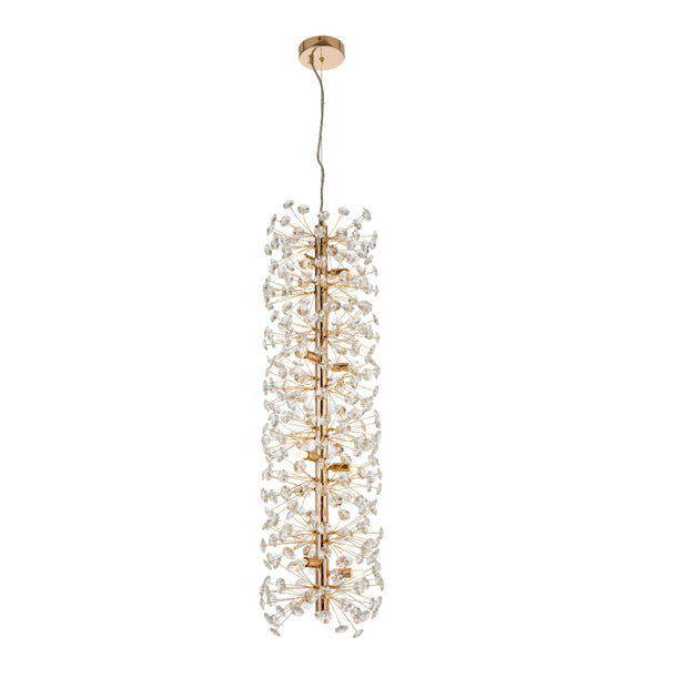 Lerida 12 Light Vertical Gold & Clear Pendant