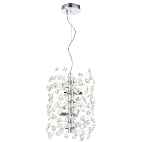 Lerida 6 Light Vertical Chrome & Clear Pendant
