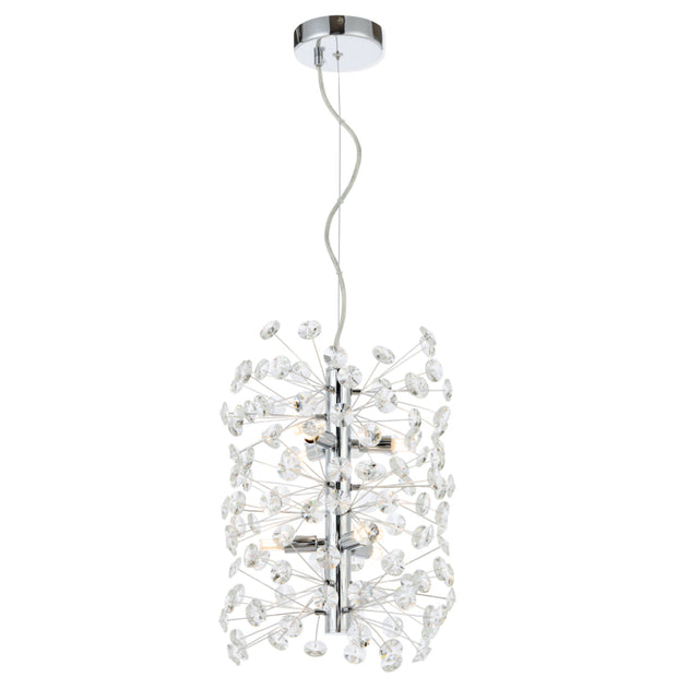 Lerida 6 Light Vertical Chrome & Clear Pendant