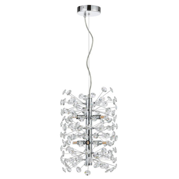 Lerida 6 Light Vertical Chrome & Clear Pendant