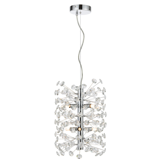 Lerida 6 Light Vertical Chrome & Clear Pendant