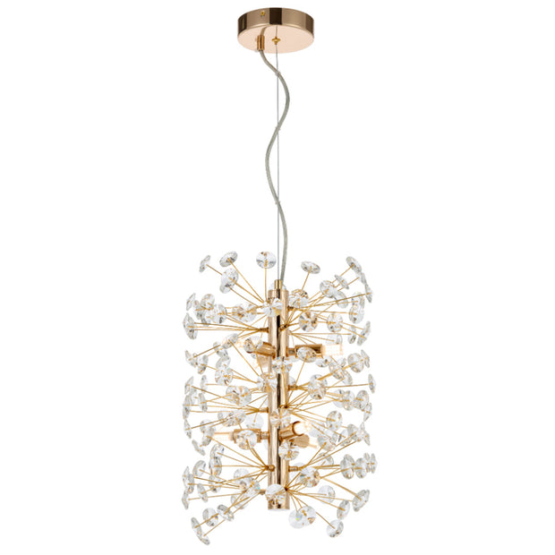 Lerida 6 Light Vertical Gold & Clear Pendant