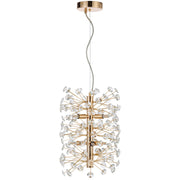 Lerida 6 Light Vertical Gold & Clear Pendant