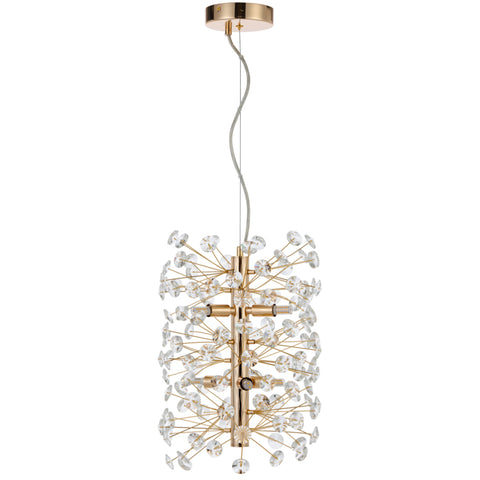 Lerida 6 Light Vertical Gold & Clear Pendant