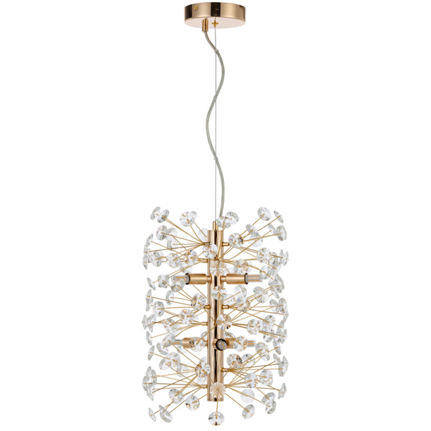 Lerida 6 Light Vertical Gold & Clear Pendant