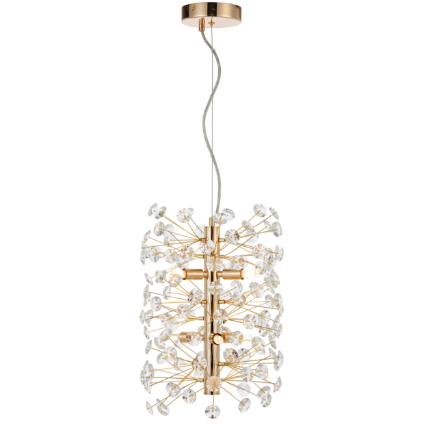 Lerida 6 Light Vertical Gold & Clear Pendant