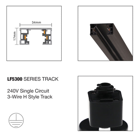 Baril 1m Track with 2x7w LED GU10 Black Track Heads Single Circuit Kit