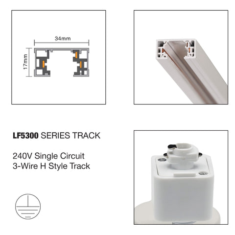 Baril 1m Track with 2x7w LED GU10 White Track Heads Single Circuit Kit