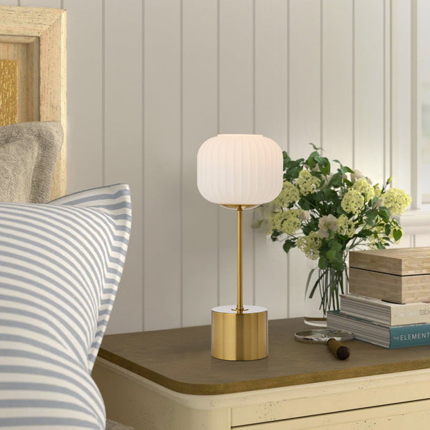Liam Touch Table Lamp Antique Gold with Opal