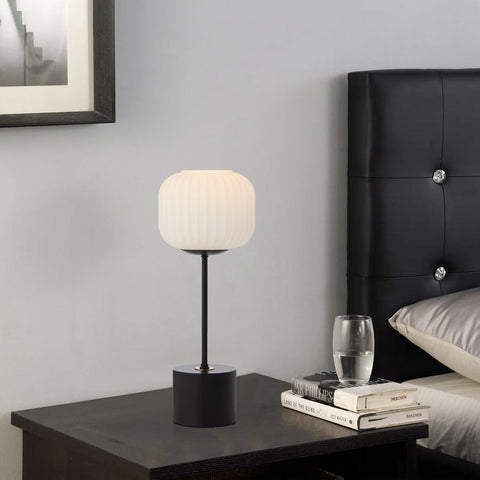 Liam Touch Table Lamp Black with Opal
