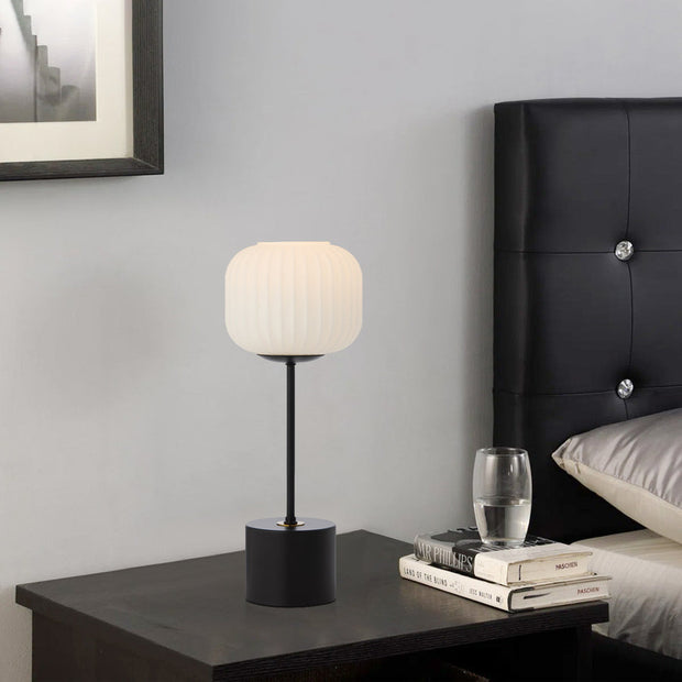Liam Touch Table Lamp Black with Opal
