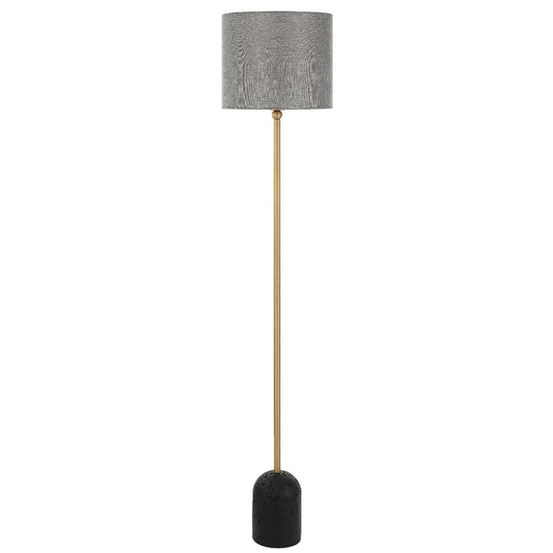 Livia Floor Lamp Black Travertine, Antique Brass and Grey