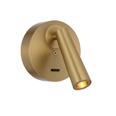 LODAN 3w LED 3000K Brass Interior Wall Light with Switch