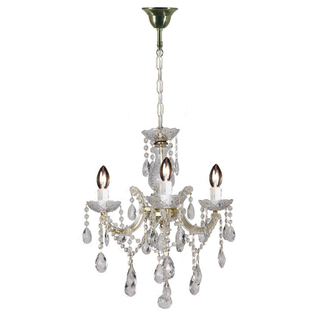 Zurich 3 Light Gold Crystal Chandelier